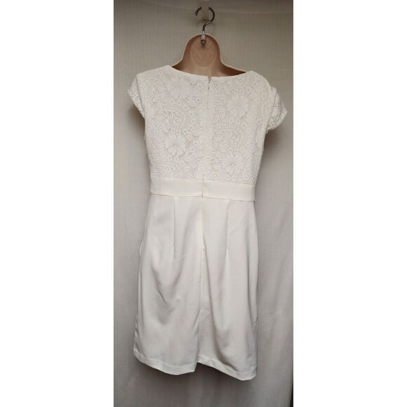 STUDIO ONE Off-White V-Neck Sleeveless Faux Wrap Sheath Dress Size 8 - Picture 4 of 6